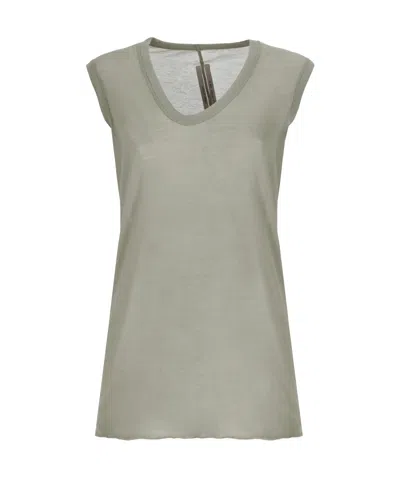 Rick Owens Cotton V-neck Sleeveless Top In Gray
