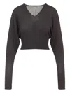 Rick Owens Cropped Virgin Wool Pullover V-neck In Gray