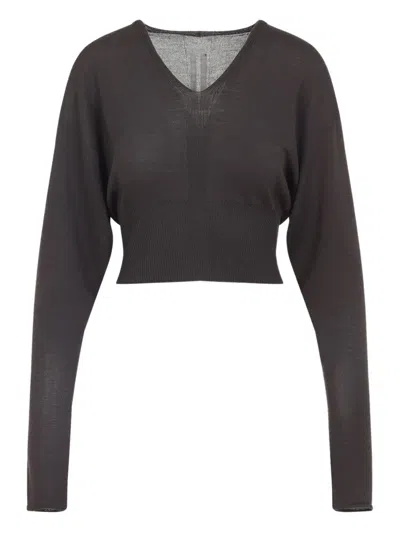 RICK OWENS V-NECK WOOL BLOUSE
