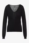 Rick Owens Deep V-neck Virgin Wool Sweater With Long Sleeves In Black