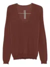 Rick Owens V-neck Wool Top In Brown