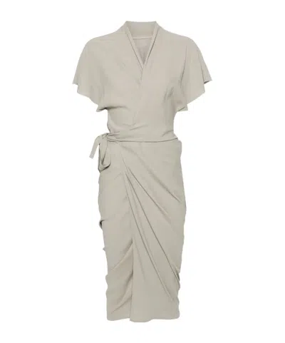 Rick Owens V-neck Wrap Dress In Gray