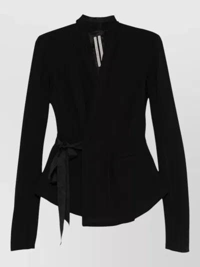Rick Owens V Neck Wrap Jacket Tie Detail In Black