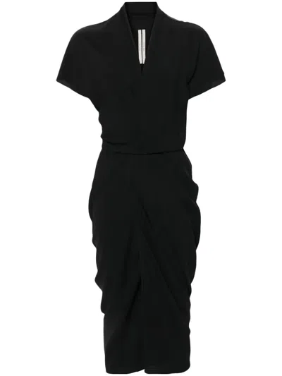 Rick Owens V-neck Wrap Midi Dress In Schwarz