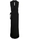 Rick Owens V-neck Wrap Sleeveless Gown In Black