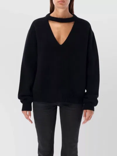 RICK OWENS V NECKLINE KNIT CUT-OUT DETAIL