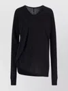 Rick Owens V-neckline Long Sleeves Asymmetric Hem Soft Texture In Black