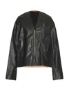 Rick Owens Black Hollywood V Safety Leather Jacket In Black