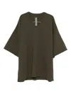 Rick Owens Oversized V Neck T-shirt With Raw Hem In Gray