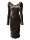 Rick Owens Velour Dress In Brown