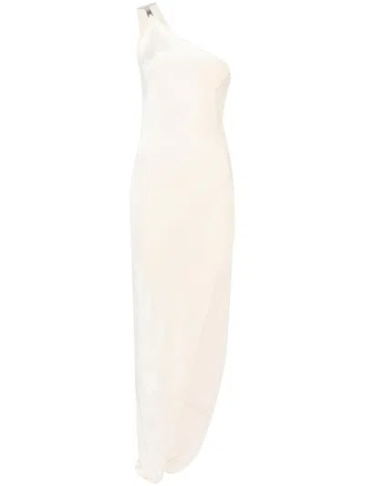 Rick Owens Velour Maxi Dress In Neutrals