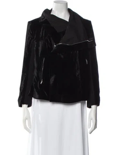 Pre-owned Rick Owens Velvet Biker Jacket In Black