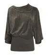 Rick Owens Velvet Cylinder Draped Top In Green