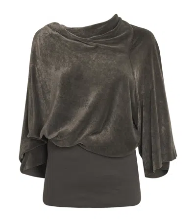 RICK OWENS VELVET CYLINDER DRAPED TOP