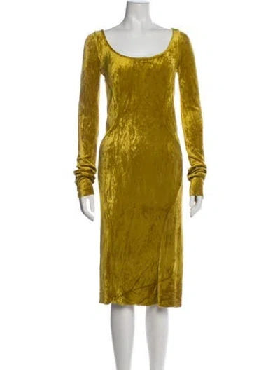 Pre-owned Rick Owens Velvet Knee-length Dress In Yellow