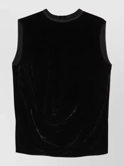 Rick Owens Velvet Long Dress High Neck Draped In Black