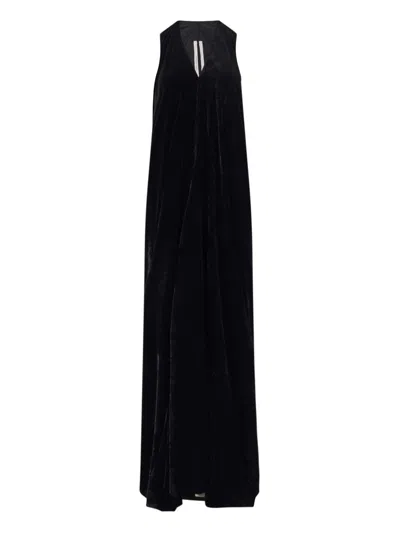 Rick Owens Velvet Maxi Dress In Black