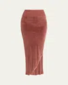 Rick Owens Velvet Midi Skirt In Pink