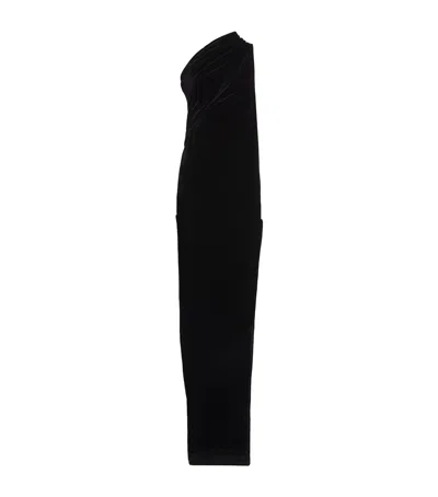 Rick Owens Velvet One-shoulder Athena Gown In Black