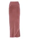 Rick Owens Midi Length Draped Velvet Skirt In Pink