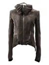 Rick Owens Velvet Zip-front Jacket In Brown