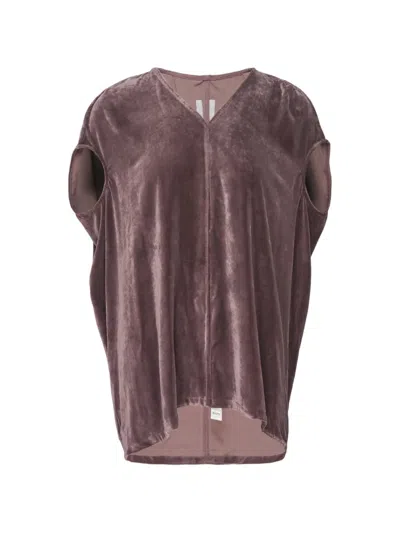 Rick Owens Velvet-effect V-neck Top In Purple