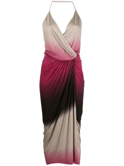 Rick Owens Vered Neckholder-kleid In Magenta Degrade