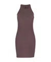 Rick Owens Sheer Ribbed Sleeveless Tank Dress In Red