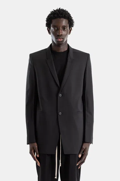 Rick Owens Veste Concordian Noire À Coupe Longue Et Épaules Structurées In Multi