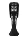 Rick Owens Long Black Wool Dress With Intricate Cut-outs In Black