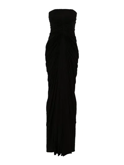 Rick Owens Gathered Gown Dress In Black