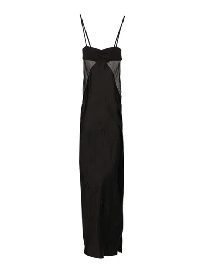 RICK OWENS COMBO LONG SATIN DRESS