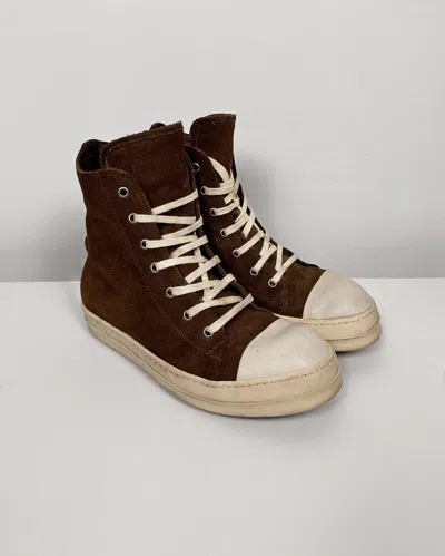 Pre-owned Rick Owens Vicious Og Mainline Suede Brown Ramones Ss14 Shoes