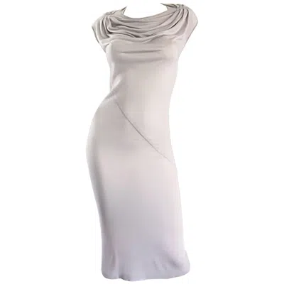 Pre-owned Rick Owens " Vicious " Pearl Ss 2014 Light Gray Draped Body Con T Shirt Dress