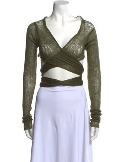 Pre-owned Rick Owens Vintage 2004 Queen Wrap Sweater In Green