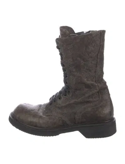 Pre-owned Rick Owens Vintage 2009 Combat Boots In Green