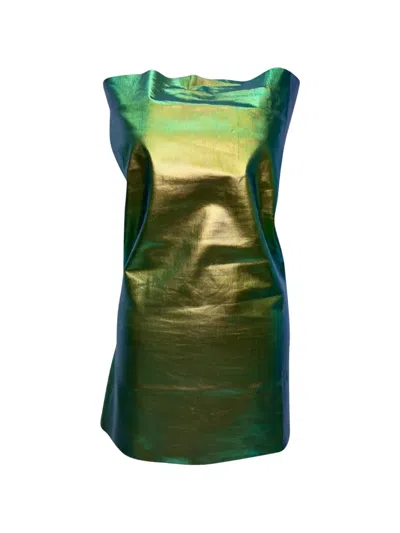 Pre-owned Rick Owens Vintage Athena One-shoulder Top In Green