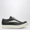 Rick Owens Low-top Suede Sneakers With Contrasting Leather Inserts In Black