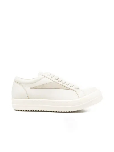 Rick Owens Vintage Low-top Sneakers In Leather In White