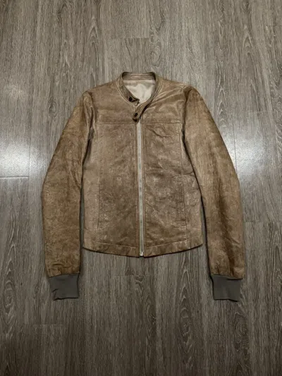 Pre-owned Rick Owens Vintage Dust Lamb Leather Cafe Racer Jacket In Brown