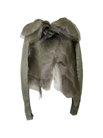 Pre-owned Rick Owens Vintage Frayed Organza Cardigan In Gray