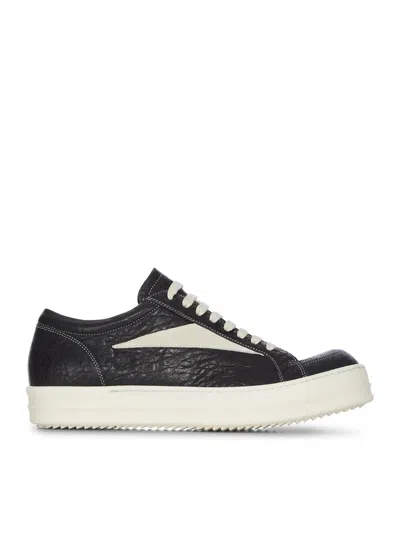 Rick Owens Vintage Hammered Calfskin Sneakers In Black