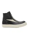 Rick Owens Men Leather High Vintage Sneaks In Black