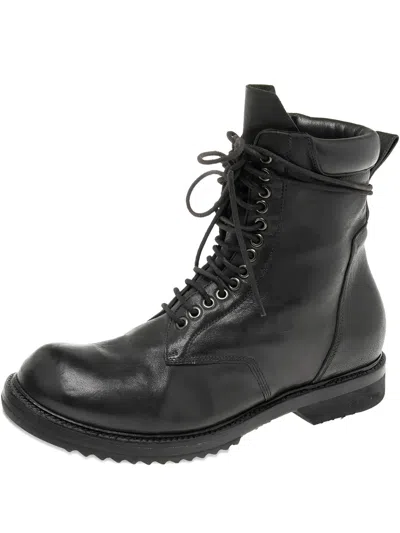 Pre-owned Rick Owens Vintage Lace-up Leather Combat Boots In Black
