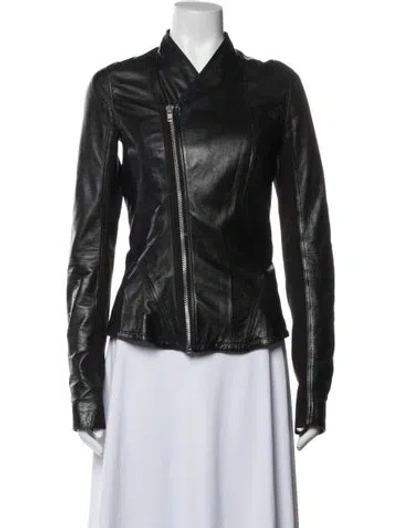 Pre-owned Rick Owens Vintage Lamb Leather Biker Jacket In Black
