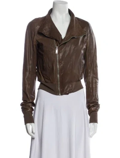 Pre-owned Rick Owens Vintage Lamb Leather Biker Jacket In Brown