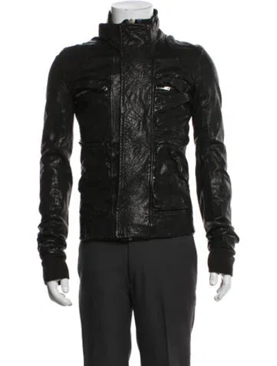 Pre-owned Rick Owens Vintage Lamb Leather Moto Jacket In Black