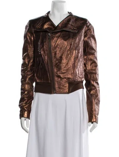 Pre-owned Rick Owens Vintage Late 2000's - Early 2010's Biker Jacket In Brown/metallic