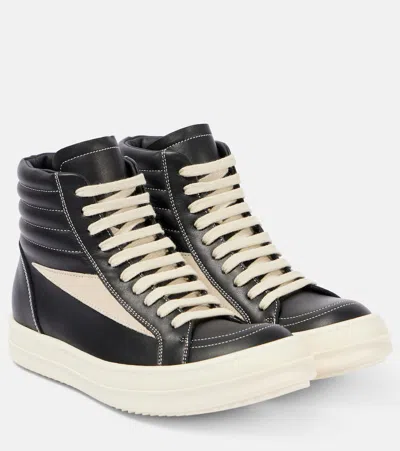 Rick Owens Vintage Leather High-top Sneakers In Black