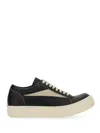 Rick Owens Women Black Low Top Sneakers With Contrasting Stitching In Leather Woman